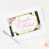 Rosen, Streifen und Confetti, rosa Rechteckiger Aufkleber (Umschlag)