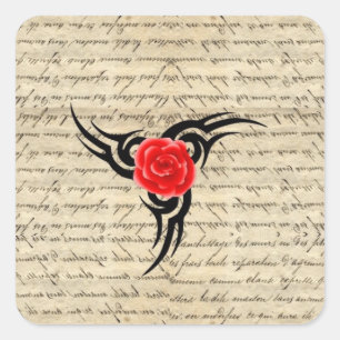 Rosen-Tattoo Quadratischer Aufkleber