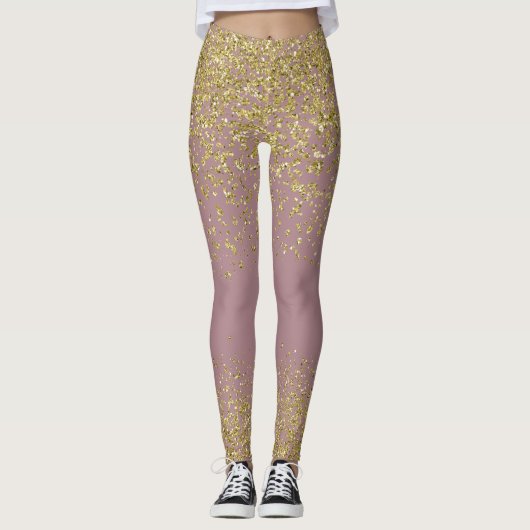 Rosen-u. Goldglänzende Leggings (Vorderseite)