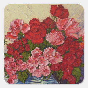 Rosen-u. Pfingstrosen-runder Aufkleber