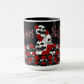 Rosen u. Schädel schwarz u. rote Tasse, weiblich Tasse (Zentrum)