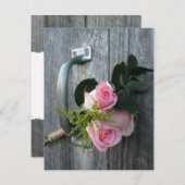 Rosen und Barnwood Hochzeitsempfang Einladung (Vorne/Hinten)