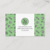 Rosen und Blätter in Grün und Weiß Kunst Kunst Visitenkarte (Rückseite)