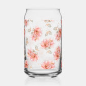 Rosen und Blätter, rosa Dosenglas (Links)