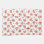 Rosen und Blätter, rosa Geschirrtuch (Horizontal)