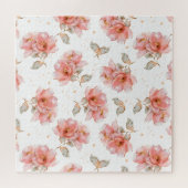 Rosen und Blätter, rosa Puzzle (Horizontal)