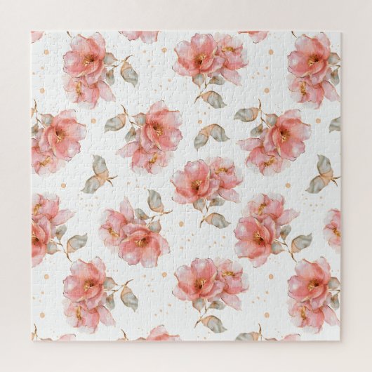 Rosen und Blätter, rosa Puzzle (Vertikal)