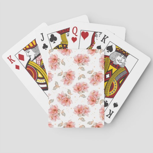 Rosen und Blätter, rosa Spielkarten (Rückseite)