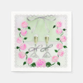 Rosen und Champagner in Aquarellfarben Serviette (Vorderseite)