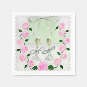 Rosen und Champagner in Aquarellfarben Serviette