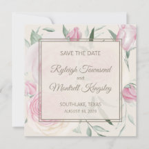 Rosen und Creme Save The Date Karte