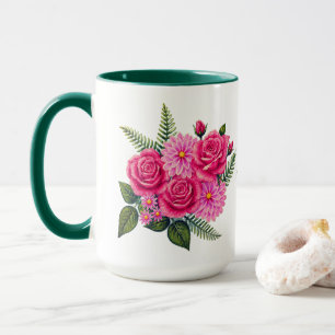 Rosen und Dahlien groß Tasse