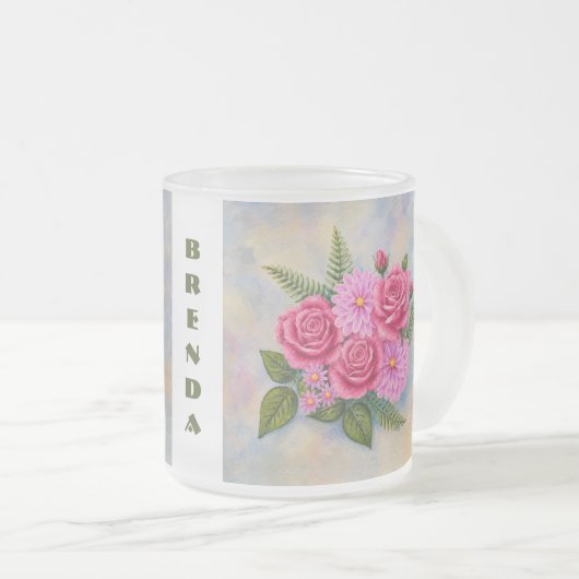 Rosen und Dahlien Mattglastasse (VorderseiteRechts)
