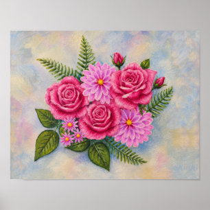 Rosen und Dahlien Poster
