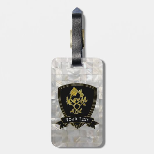 Rosen-und Distel-Perlmutt-Muster Gepäckanhänger (Rückseite vertikal)