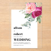 Rosen und Eukalyptus-Hochzeit Acryleinladungen (Vorderseite)