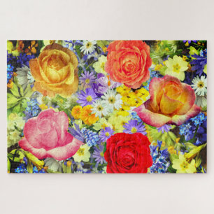 Rosen-und Frühlings-Blumen-Puzzle Puzzle