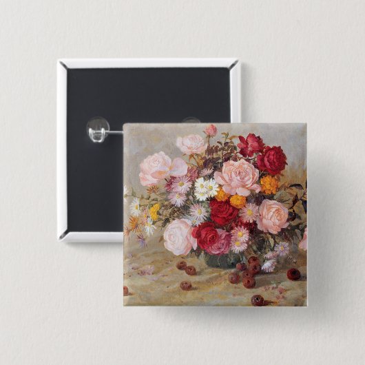 Rosen und Gänseblümchen Button (Vorne & Hinten)
