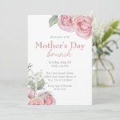 Rosen und Gipskraut Muttertag Brunch Einladung (Stehend Vorderseite)