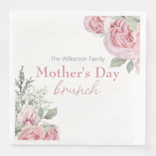 Rosen und Gipskraut Muttertag Brunch Serviette