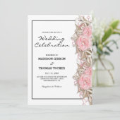 Rosen und Glitzer Einladung (Stehend Vorderseite)