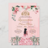 Rosen und Gold Princess Mairytale Quinceanera Einladung (Vorne/Hinten)