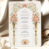 Rosen und goldene Urne Viktorianische Hochzeit Einladung