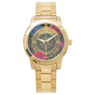 Rosen und Goldfiligran Armbanduhr