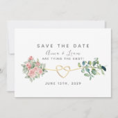 Rosen und Grüne Hochzeit in Rosa und Rosa Save The Date (Vorderseite)