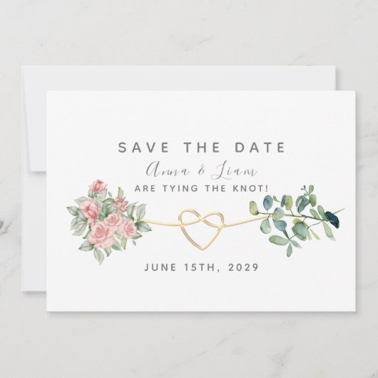 Rosen und Grüne Hochzeit in Rosa und Rosa Save The Date (Vorderseite)