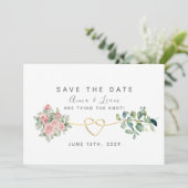 Rosen und Grüne Hochzeit in Rosa und Rosa Save The Date (Stehend Vorderseite)