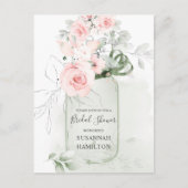 Rosen und Grüne Mason Jar Bridal blush Pink Postkarte (Vorderseite)