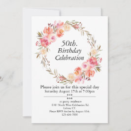 Rosen und Grünpflanzen, individuell einstellbar 50 Einladung