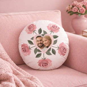 Rosen und Herz - Valentinsfoto Rundes Kissen