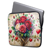 Rosen und Herzen Laptopschutzhülle (Vorderseite Links)