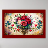 Rosen und Herzen Poster (Vorne)