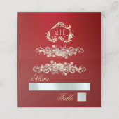 Rosen- und Herzmonogramm - Rot Platzkarte (Außenseite Aufgefaltet)