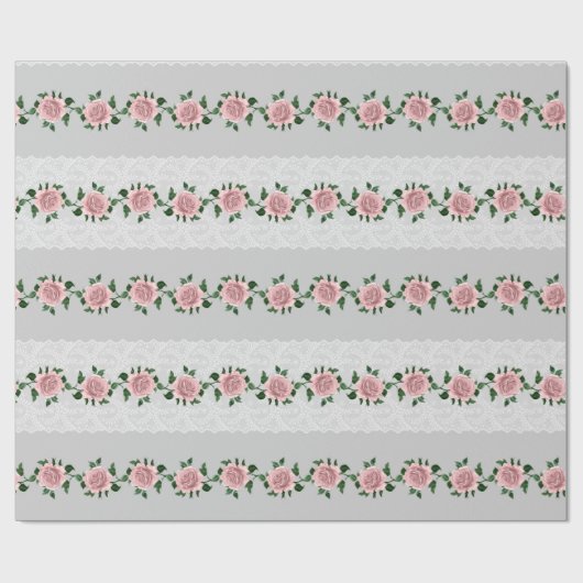 Rosen und Hochzeitsränder in Rosa Geschenkpapier (Flach)