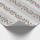 Rosen und Hochzeitsränder in Rosa Geschenkpapier (Ecke)