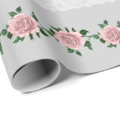 Rosen und Hochzeitsränder in Rosa Geschenkpapier (Rolleneckpunkt)