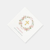 Rosen und Imitate Rose Gold Akzente Taufe Serviette (Ecke)