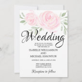 Rosen und Kalligraphie - Einladungen für Hochzeite (Vorderseite)