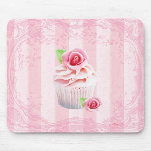 Rosen-und Kuchen-rosa Zuckerguss Mousepad (Vorne)