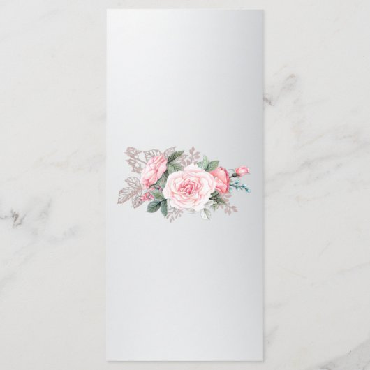 Rosen und Luxe Silver Wedding Menükarte (Rückseite)