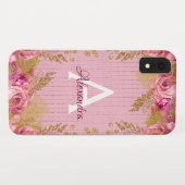 Rosen und Monogramm für den Blumenpinsel Case-Mate iPhone Hülle (Rückseite (Horizontal))