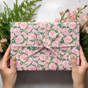 Rosen und Monstera, elegant, Blätter Florenz Geschenkpapier