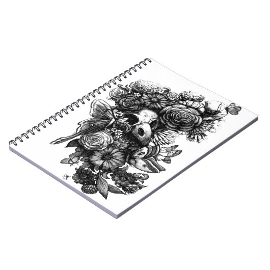 Rosen und Motten - Schwarzes Notizblock (Linke Seite)