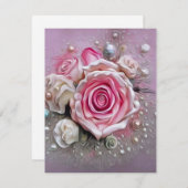 Rosen und Perlen Begleitkarte (Vorne/Hinten)