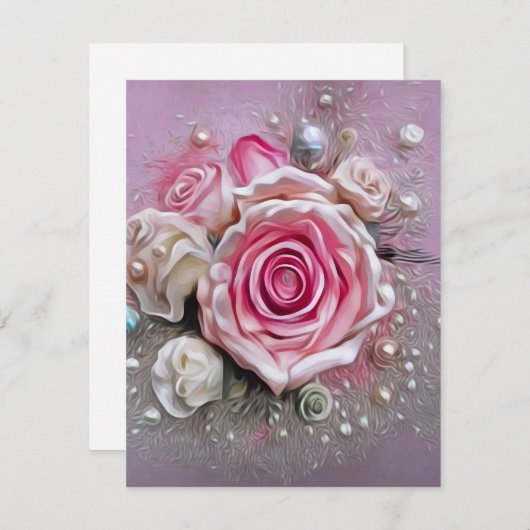Rosen und Perlen Begleitkarte (Vorne/Hinten)