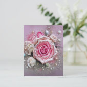 Rosen und Perlen Begleitkarte (Stehend Vorderseite)